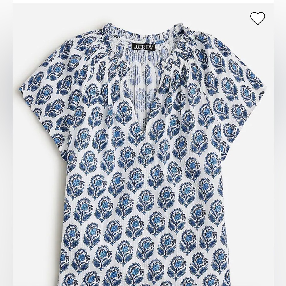 J.Crew Smocked flutter-sleeve top in bouquet block print Size XXS